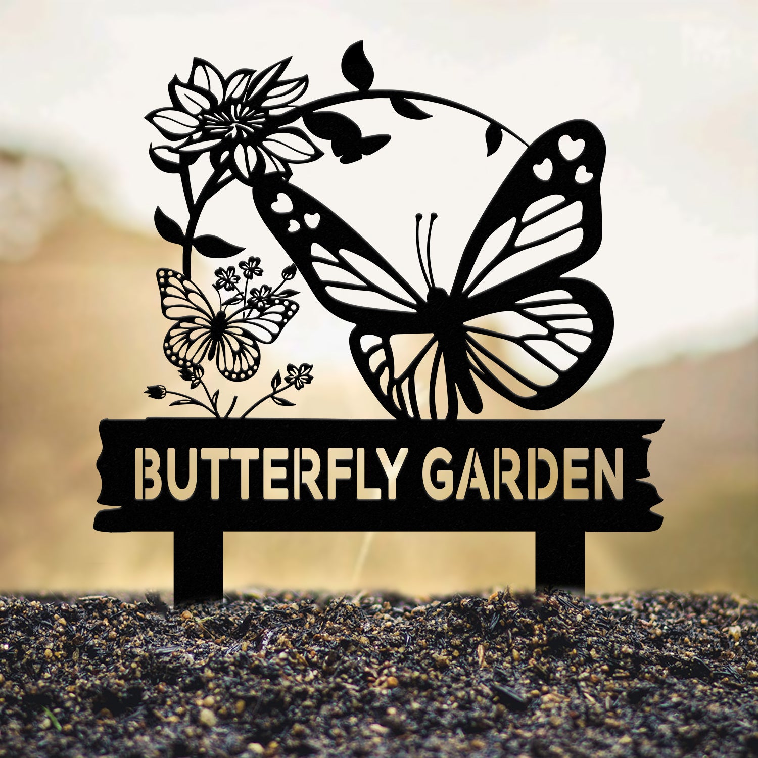 Personalized Butterfly Garden Sign, Custom Metal Garden Stake, Gardener Name Sign, Butterfly Yard Art, Metal Garden Decor
