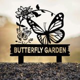 Personalized Butterfly Garden Sign, Custom Metal Garden Stake, Gardener Name Sign, Butterfly Yard Art, Metal Garden Decor