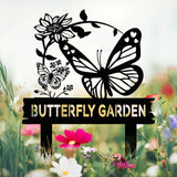 Personalized Butterfly Garden Sign, Custom Metal Garden Stake, Gardener Name Sign, Butterfly Yard Art, Metal Garden Decor