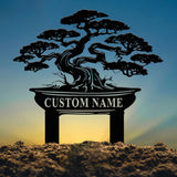 Personalized Bonsai Garden Sign, Custom Metal Garden Stake, Bonsai Tree Yard Decor, Gardener Gift, Custom Yard Sign