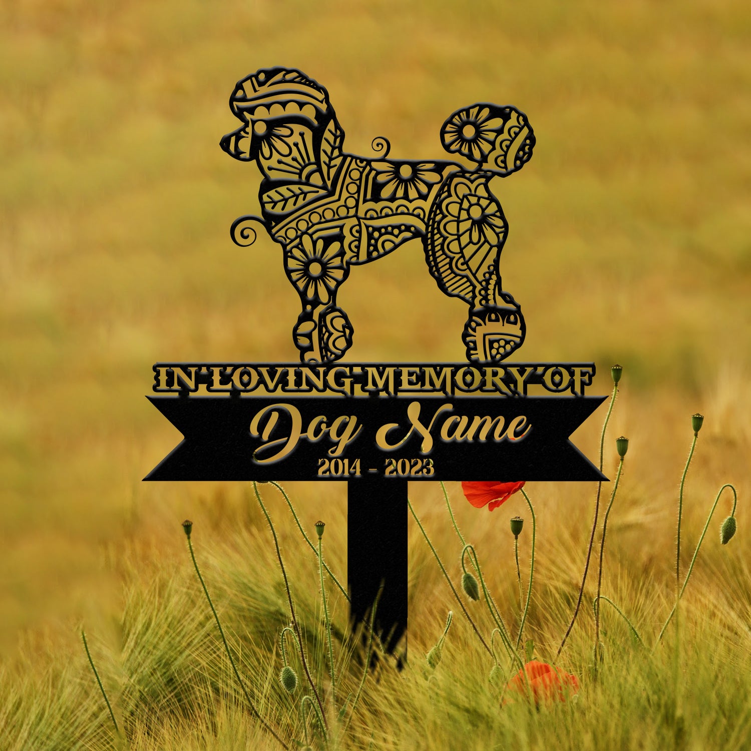 Personalized Poodle Mandala Garden Stake, Zentangle Yard Art, Dog Memorial Sign, Outdoor Decor, Pet Loss Sympathy Gift, Poodle Memorial