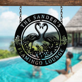 Custom Tropical Flamingos Metal Sign, Personalized Beach Flamingo Metal Sign, Pool Sign, Home Decor For Backyard, Wedding Gift