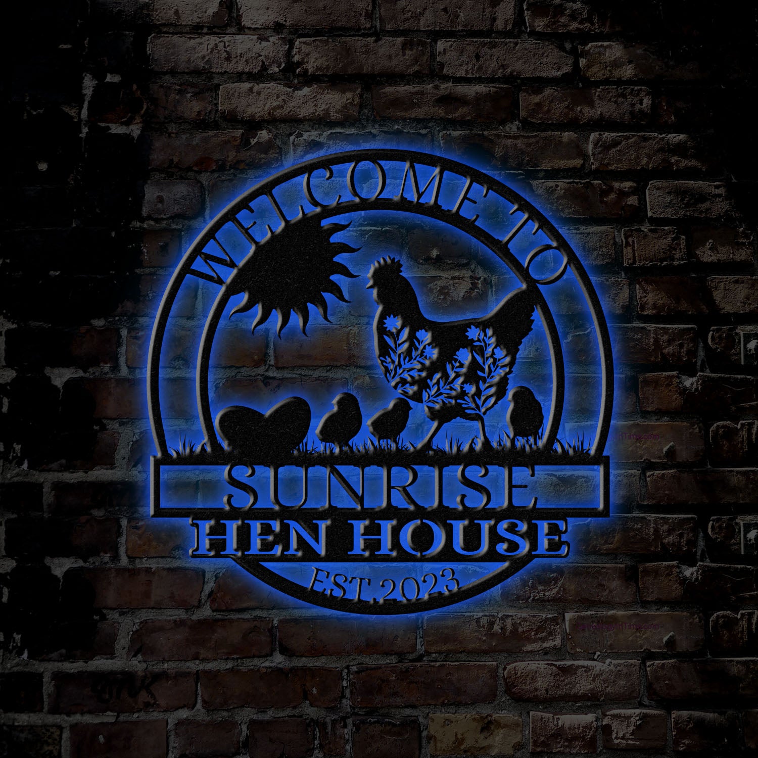 Welcome To Sunrise Hen House Sign, Personalized Chicken Farm Sign, Family Name Metal Sign for Farm House, Our Little Coop Sign Metal Sign