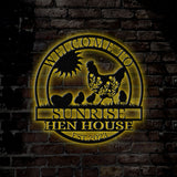 Welcome To Sunrise Hen House Sign, Personalized Chicken Farm Sign, Family Name Metal Sign for Farm House, Our Little Coop Sign Metal Sign