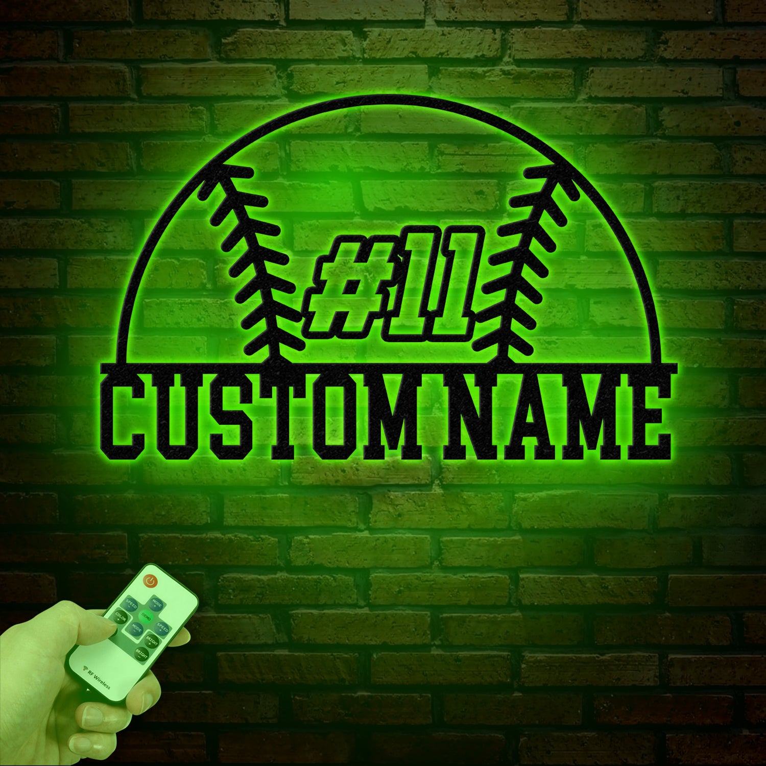 Custom Baseball Metal Wall Sign with Name & Number, LED Sports Wall Decor for Game Room, Bedroom, Man Cave, Gift for Baseball Players Fans