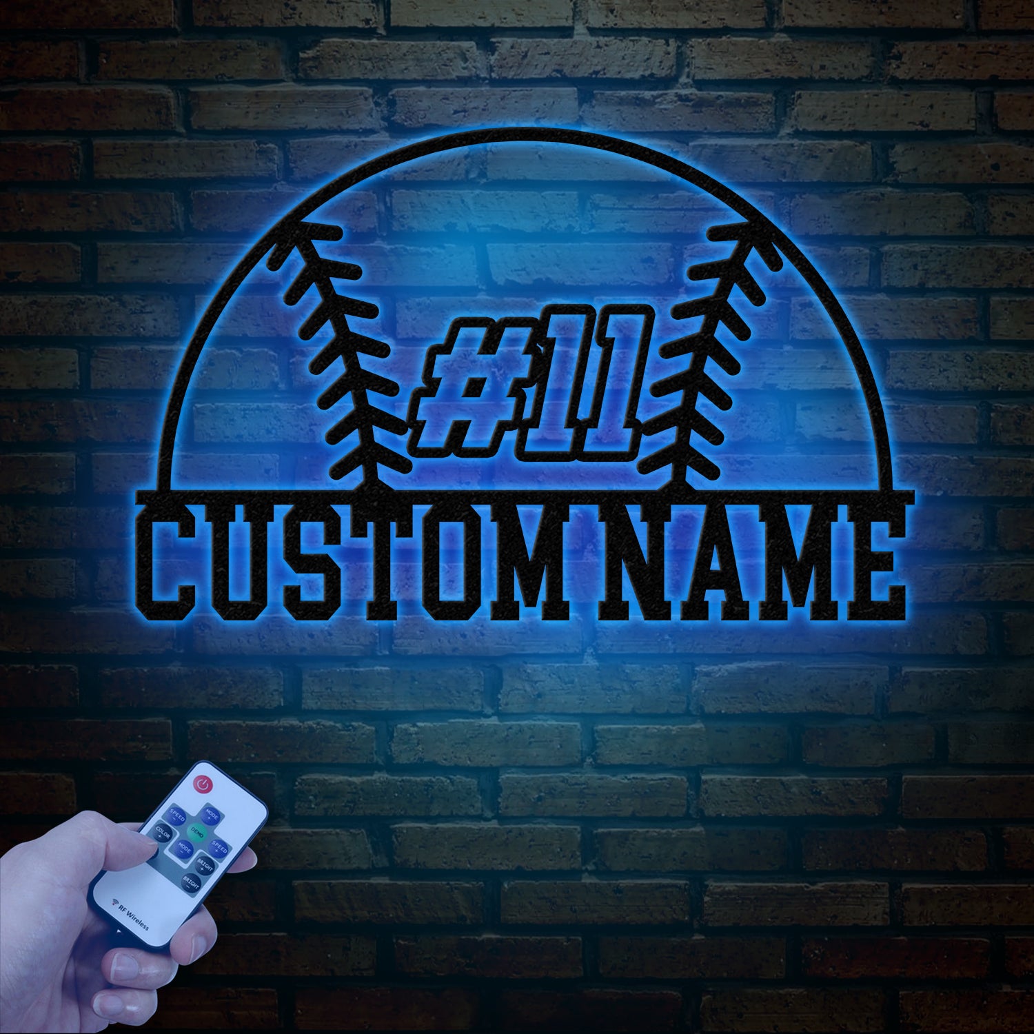 Custom Baseball Metal Wall Sign with Name & Number, LED Sports Wall Decor for Game Room, Bedroom, Man Cave, Gift for Baseball Players Fans