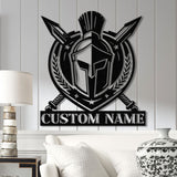 Custom Spartan Warrior Monogram Metal Wall Art with LED Lights, Personalized Spartan Metal Sign, Metal Spartan Wall Decor
