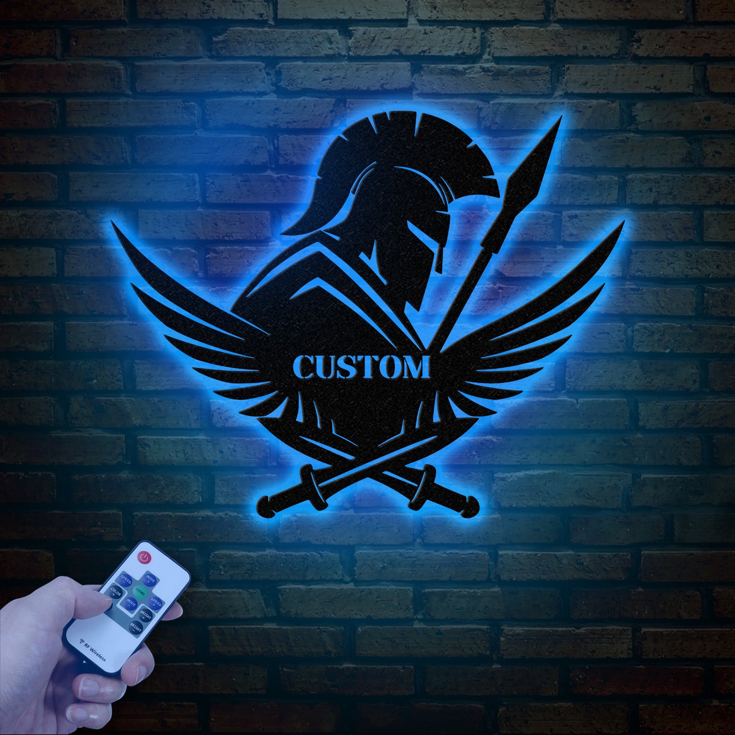 Custom Spartan Warrior Monogram Metal Wall Art with LED Lights, Personalized Spartan Metal Sign, Metal Spartan Wall Decor