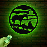 Custom Cowboy Metal Wall Art With LED Light, Personalized Cowboy Name Sign Decoration For Room, Cowboy Metal LED Decor, Custom Cowboy Sign