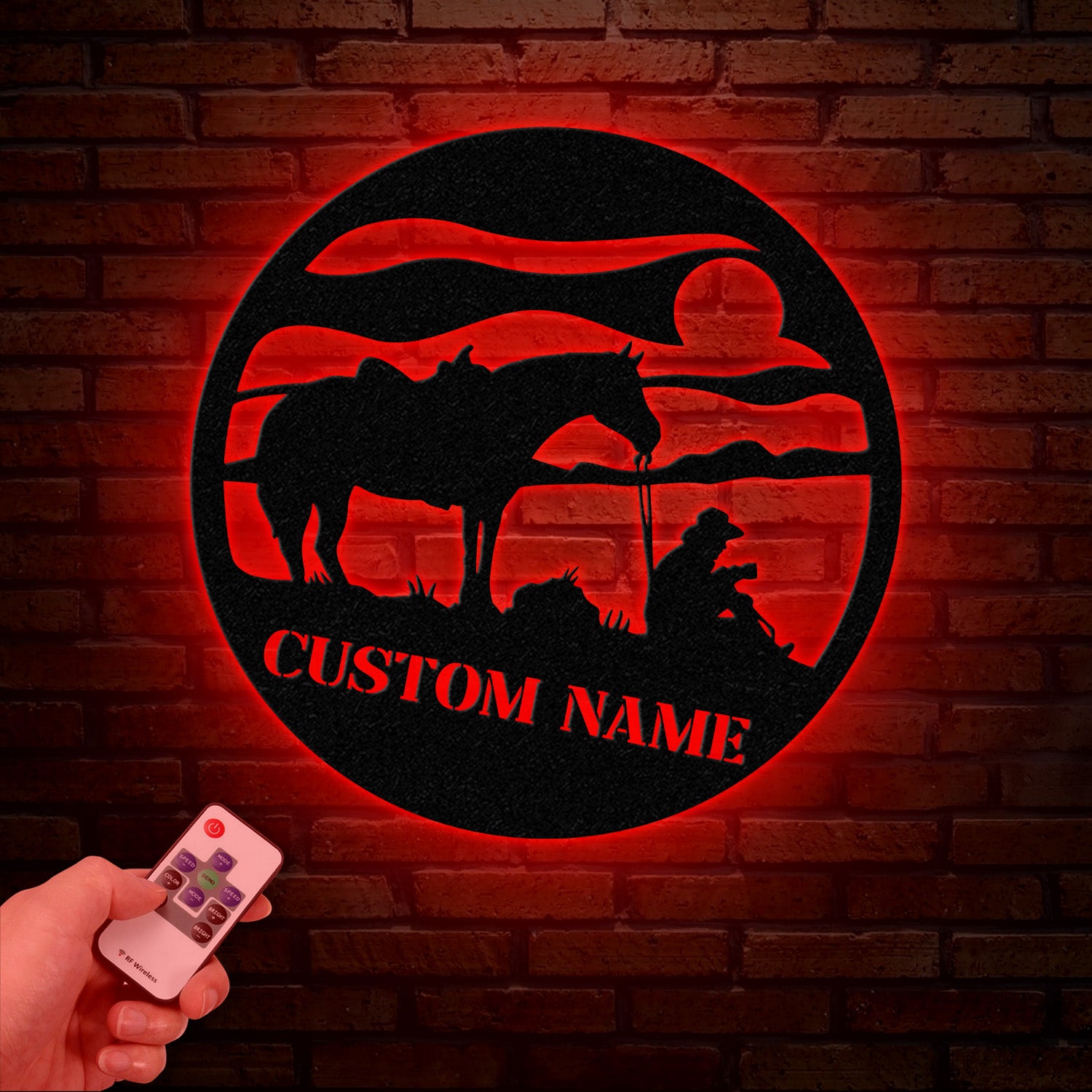 Custom Cowboy Metal Wall Art With LED Light, Personalized Cowboy Name Sign Decoration For Room, Cowboy Metal LED Decor, Custom Cowboy Sign