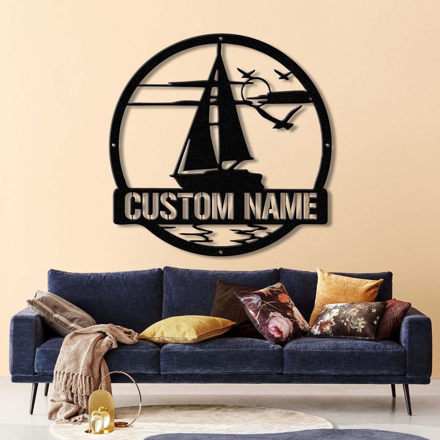 Personalized Sailboat Metal Wall Art With Led Lights, Custom Sail Boat Sign, Lake House Decor, Sailing Boat Art, Housewarming Gifts