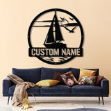 Personalized Sailboat Metal Wall Art With Led Lights, Custom Sail Boat Sign, Lake House Decor, Sailing Boat Art, Housewarming Gifts