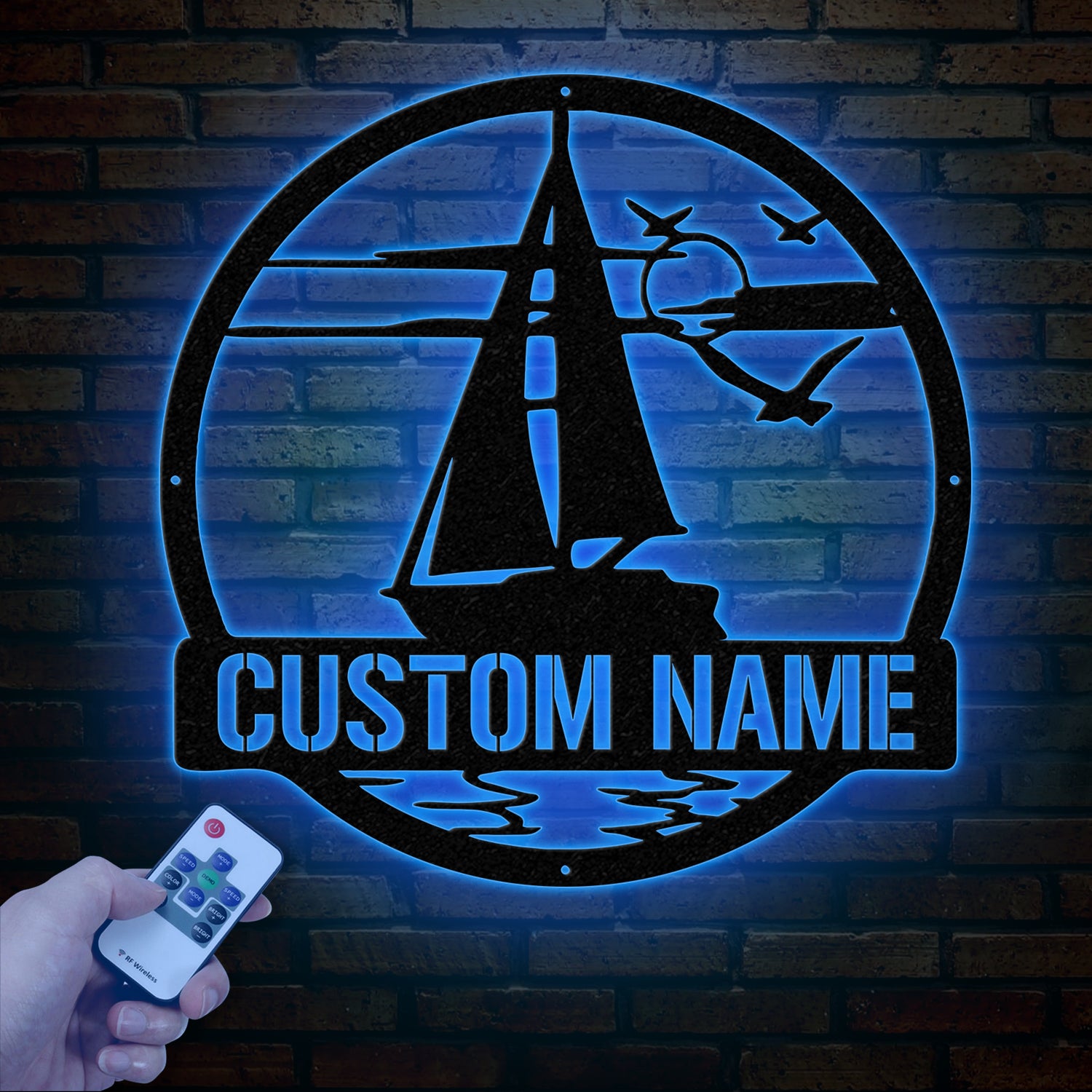 Personalized Sailboat Metal Wall Art With Led Lights, Custom Sail Boat Sign, Lake House Decor, Sailing Boat Art, Housewarming Gifts