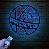 Custom Basketball LED Light, Sports Wall Sign with Name and Number, Ideal Gift for Athletes, Nursery Decor, Kids Name Sign