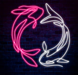 Custom Koi Fish Neon Sign – Yin Yang-Inspired Pink and White LED Wall Art for Home, Office, or Café Decor – Unique Zen Neon Light Gift