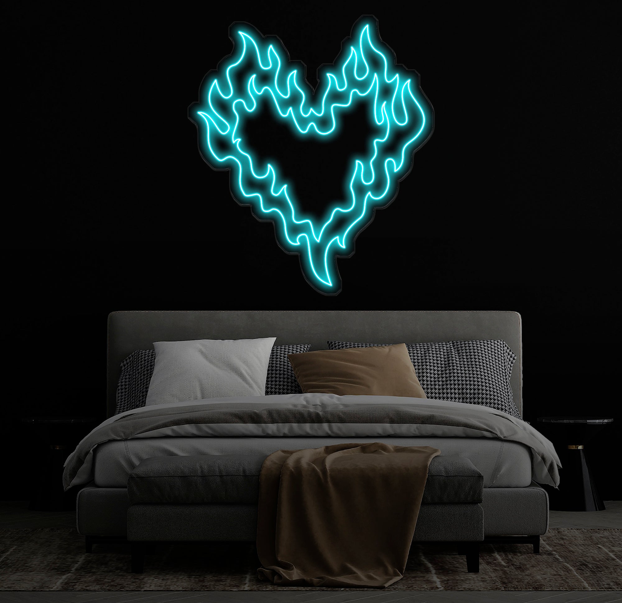 Customizable Flaming Heart LED Neon Sign – Color-Changing Wall Art for Home, Office, or Game Room – Unique Neon Light Gift