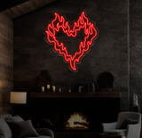 Customizable Flaming Heart LED Neon Sign – Color-Changing Wall Art for Home, Office, or Game Room – Unique Neon Light Gift