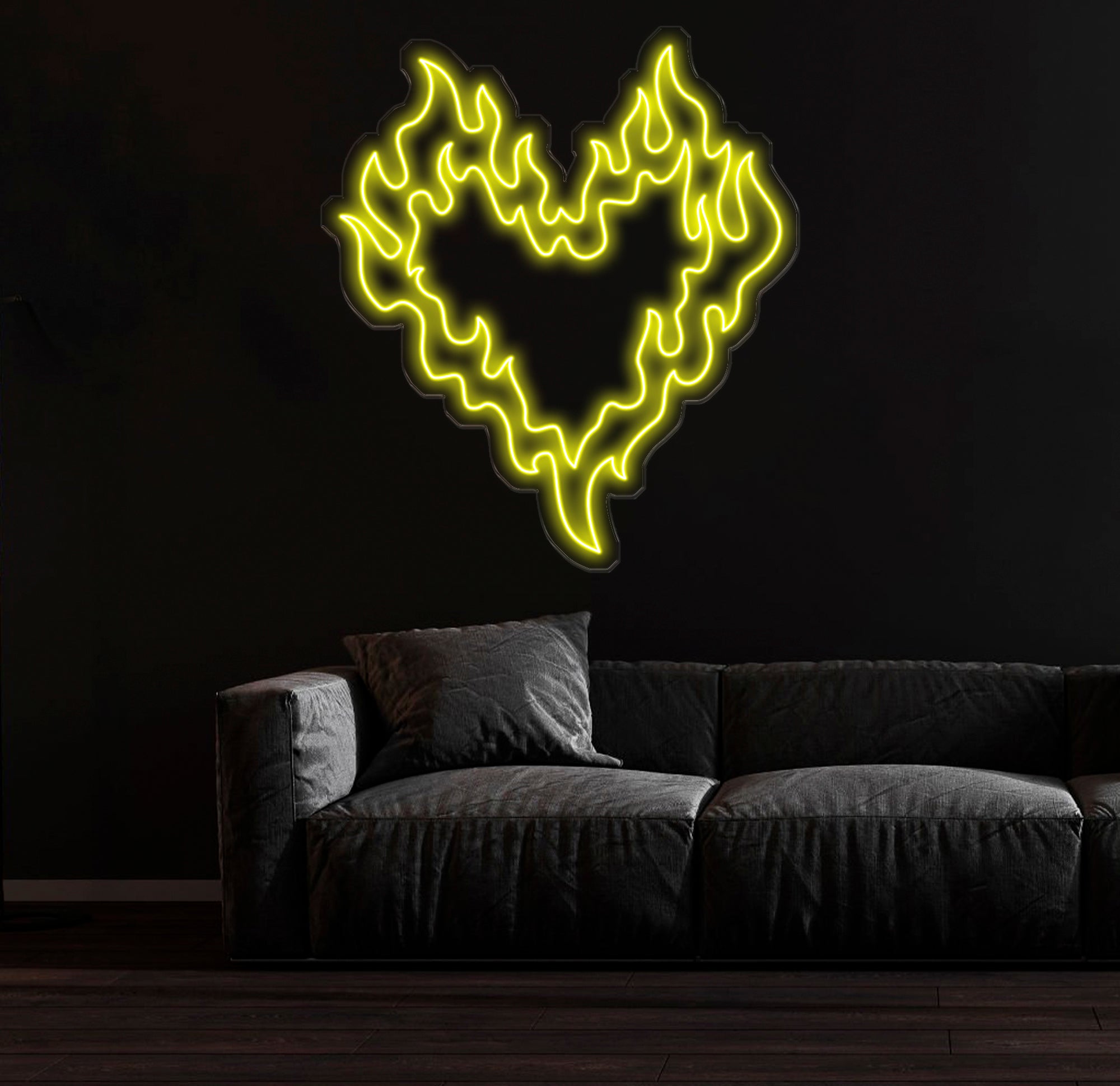 Customizable Flaming Heart LED Neon Sign – Color-Changing Wall Art for Home, Office, or Game Room – Unique Neon Light Gift