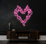 Customizable Flaming Heart LED Neon Sign – Color-Changing Wall Art for Home, Office, or Game Room – Unique Neon Light Gift