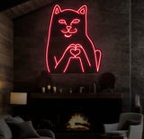 Customizable Funny Cat Neon Sign – Color-Changing LED Wall Light – Playful and Unique Neon Art for Home or Game Room