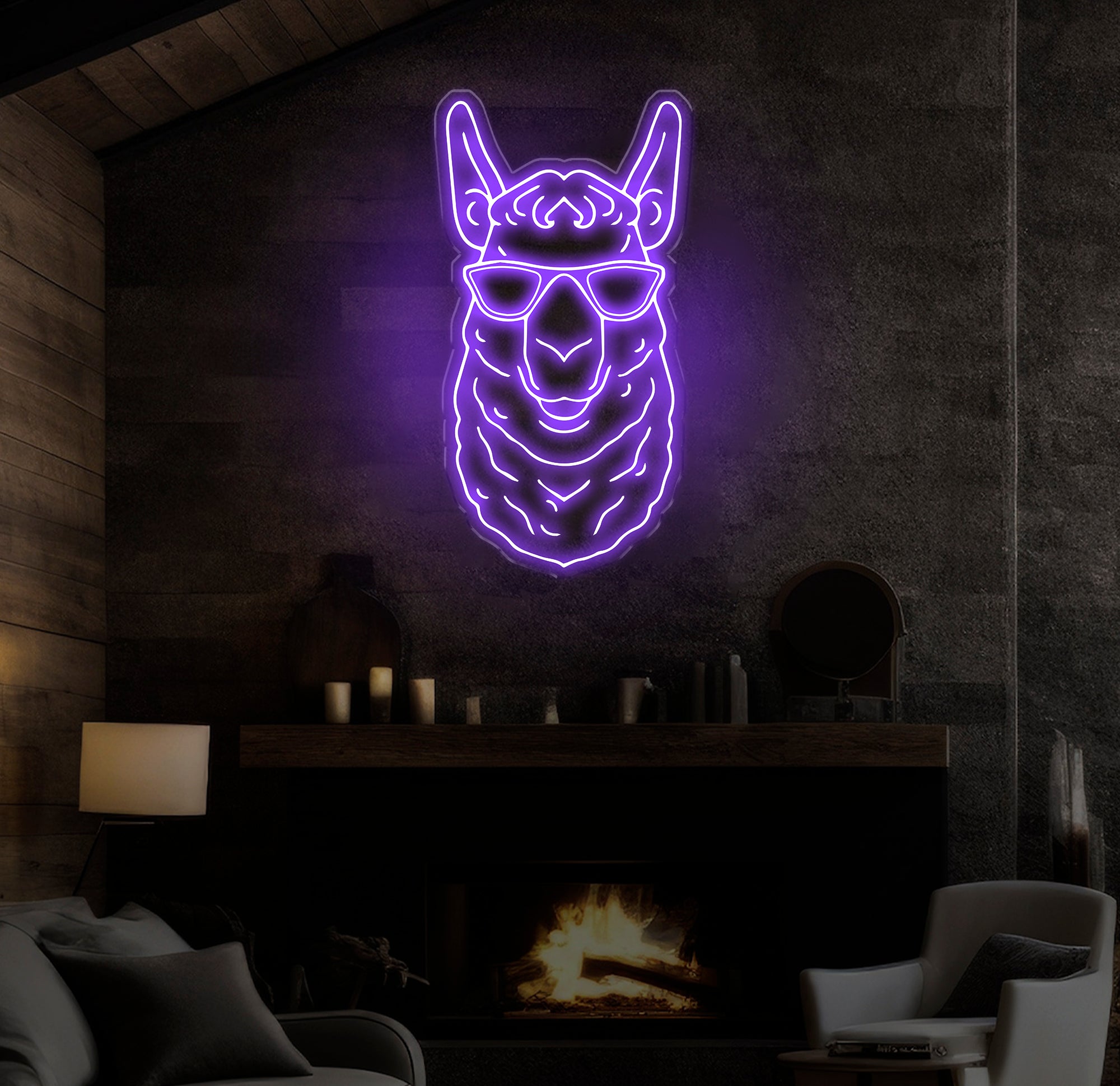 Cool Llama Neon Sign with Sunglasses, Custom Animal Neon Light, Funny Llama Wall Decor, Neon Art for Kids Room, Llama Lover Gift