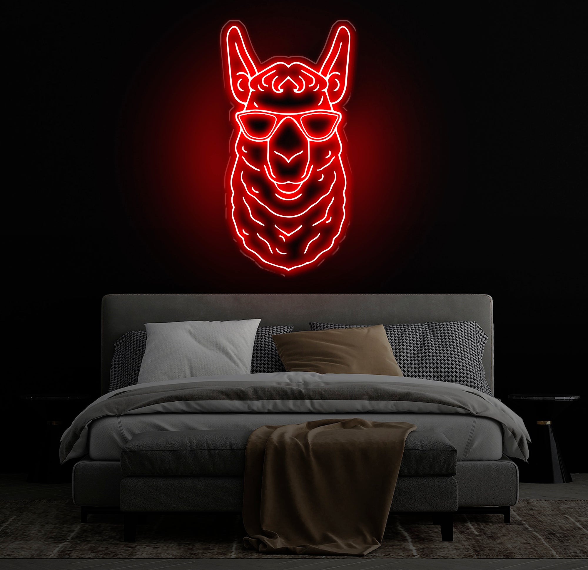 Cool Llama Neon Sign with Sunglasses, Custom Animal Neon Light, Funny Llama Wall Decor, Neon Art for Kids Room, Llama Lover Gift