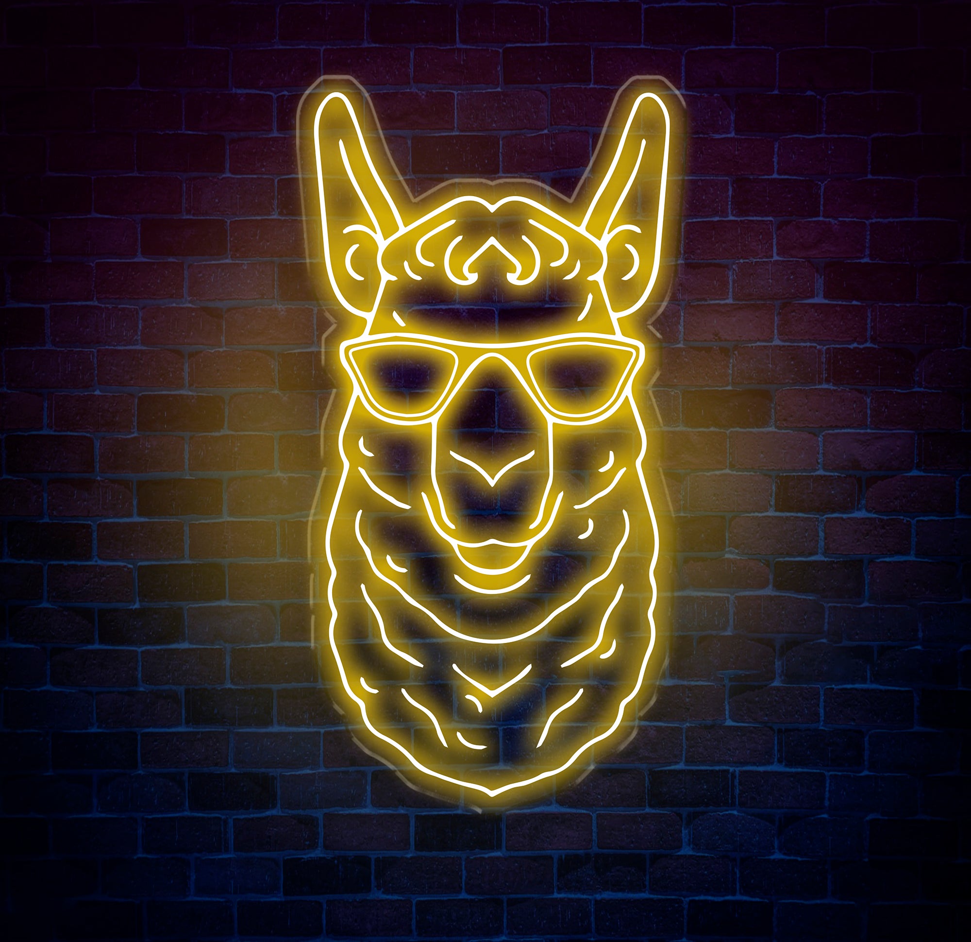 Cool Llama Neon Sign with Sunglasses, Custom Animal Neon Light, Funny Llama Wall Decor, Neon Art for Kids Room, Llama Lover Gift