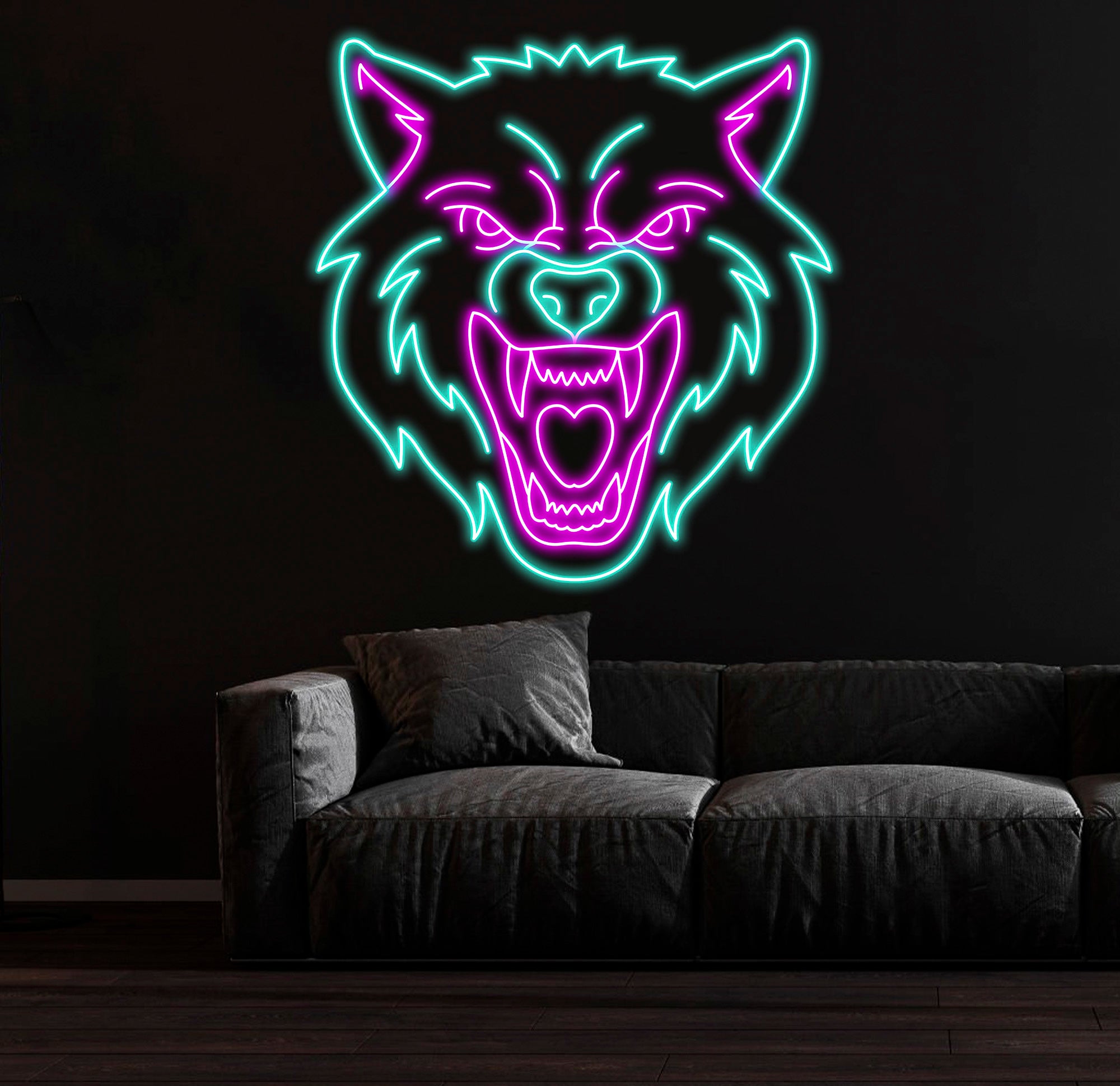 Fierce Wolf Neon Sign, Custom Wolf Wall Art, Animal Neon Light for Game Room, Cool Neon Art for Bar Decor, Gift for Wolf Lovers