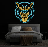Fierce Wolf Neon Sign, Custom Wolf Wall Art, Animal Neon Light for Game Room, Cool Neon Art for Bar Decor, Gift for Wolf Lovers