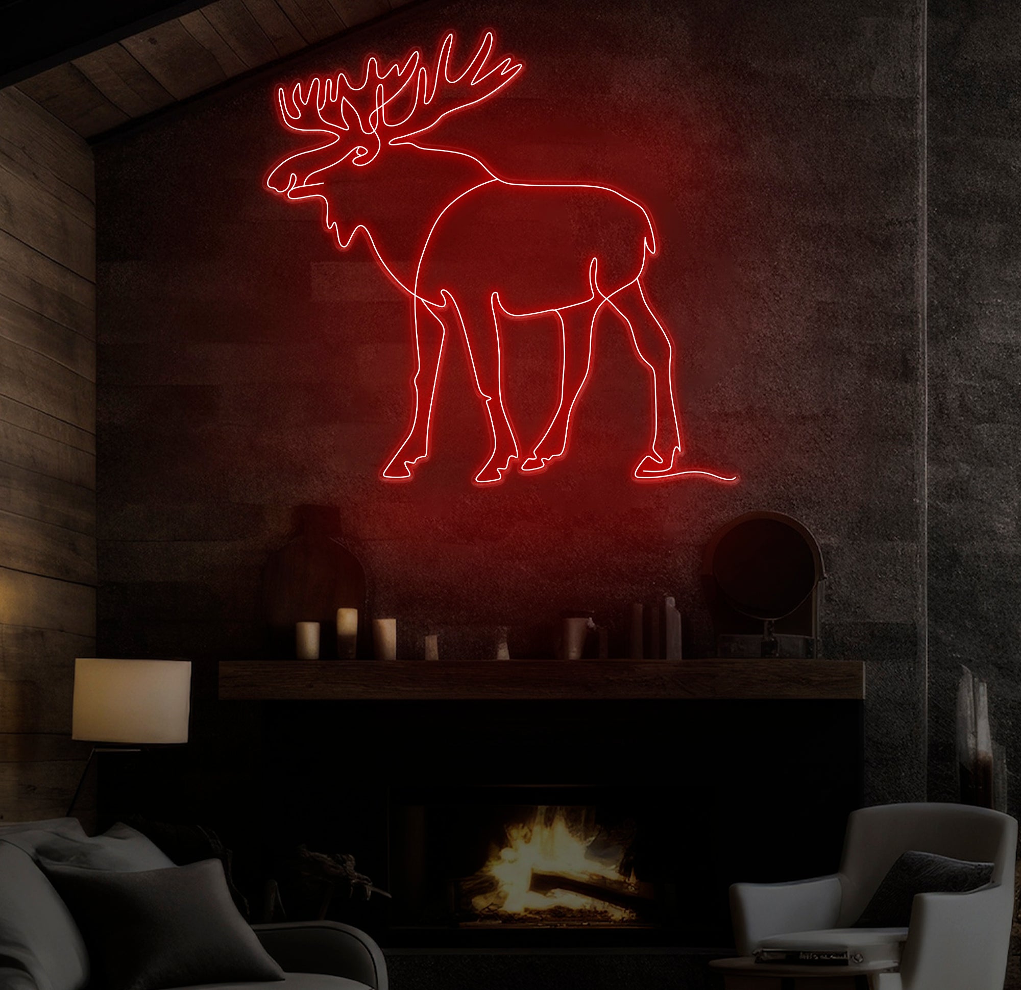 Custom Moose Neon Sign, Personalized Animal LED Wall Art, Rustic Cabin Neon Light, Unique Home Decor, Hunting Lodge Gift