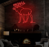 Custom Moose Neon Sign, Personalized Animal LED Wall Art, Rustic Cabin Neon Light, Unique Home Decor, Hunting Lodge Gift