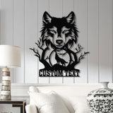 Personalized Wolf Howling Metal Cabin Sign, Custom Wolf Name Sign, Family Name Sign, Outdoor Decor Sign, Farm Sign, Custom Metal Cabin Sign