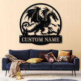 Custom Dragon Metal Art with Led Light, Dragon Name House Sign, Dragon Metal Sign, Boy Room Decor, Dragon Lover Gift, Gaming Room Decor