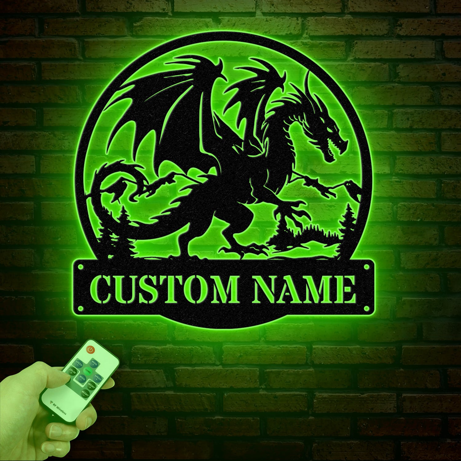 Custom Dragon Metal Art with Led Light, Dragon Name House Sign, Dragon Metal Sign, Boy Room Decor, Dragon Lover Gift, Gaming Room Decor