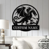 Custom Dragon Metal Art with Led Light, Dragon Name House Sign, Dragon Metal Sign, Boy Room Decor, Dragon Lover Gift, Gaming Room Decor
