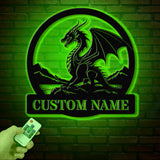 Custom Dragon Metal Art with Led Light, Dragon Name House Sign, Dragon Metal Sign, Boy Room Decor, Dragon Lover Gift, Gaming Room Decor