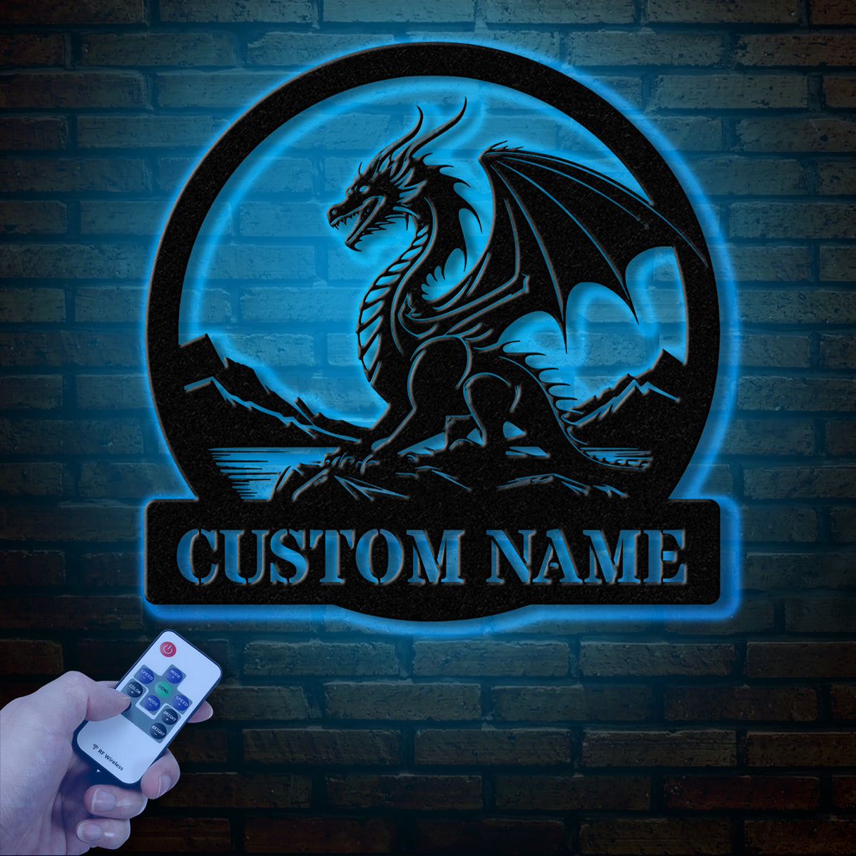 Custom Dragon Metal Art with Led Light, Dragon Name House Sign, Dragon Metal Sign, Boy Room Decor, Dragon Lover Gift, Gaming Room Decor