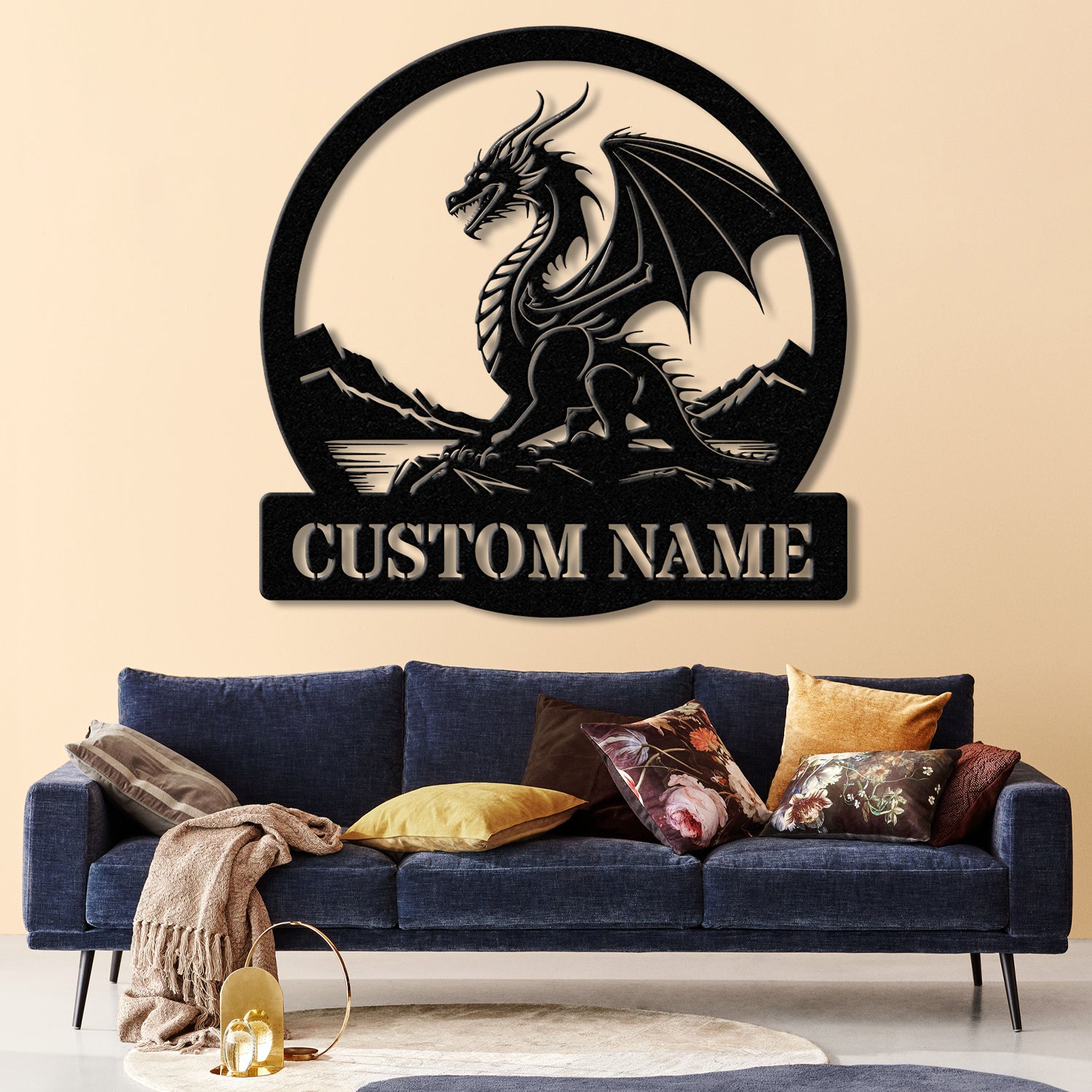 Custom Dragon Metal Art with Led Light, Dragon Name House Sign, Dragon Metal Sign, Boy Room Decor, Dragon Lover Gift, Gaming Room Decor