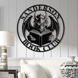 Custom Book Dragon Metal Sign with Led Lights, Personalized Bookish Dragon Wall Art, Book Lover Gifts, Reading Gifts, Library Decor