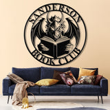 Custom Book Dragon Metal Sign with Led Lights, Personalized Bookish Dragon Wall Art, Book Lover Gifts, Reading Gifts, Library Decor