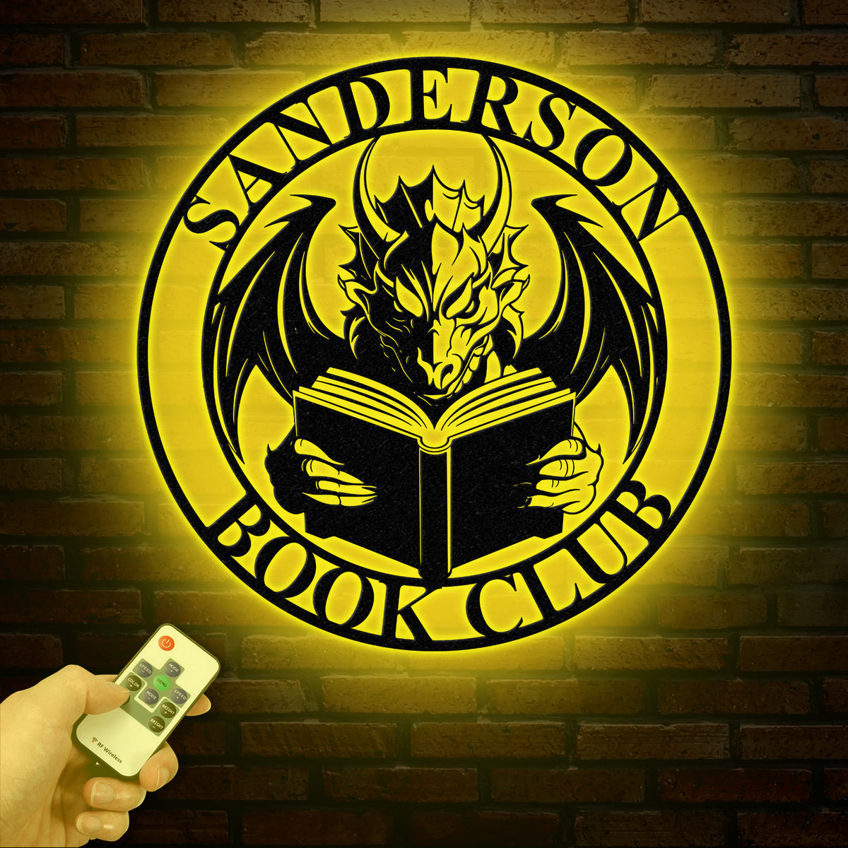 Custom Book Dragon Metal Sign with Led Lights, Personalized Bookish Dragon Wall Art, Book Lover Gifts, Reading Gifts, Library Decor