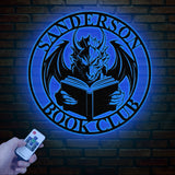 Custom Book Dragon Metal Sign with Led Lights, Personalized Bookish Dragon Wall Art, Book Lover Gifts, Reading Gifts, Library Decor
