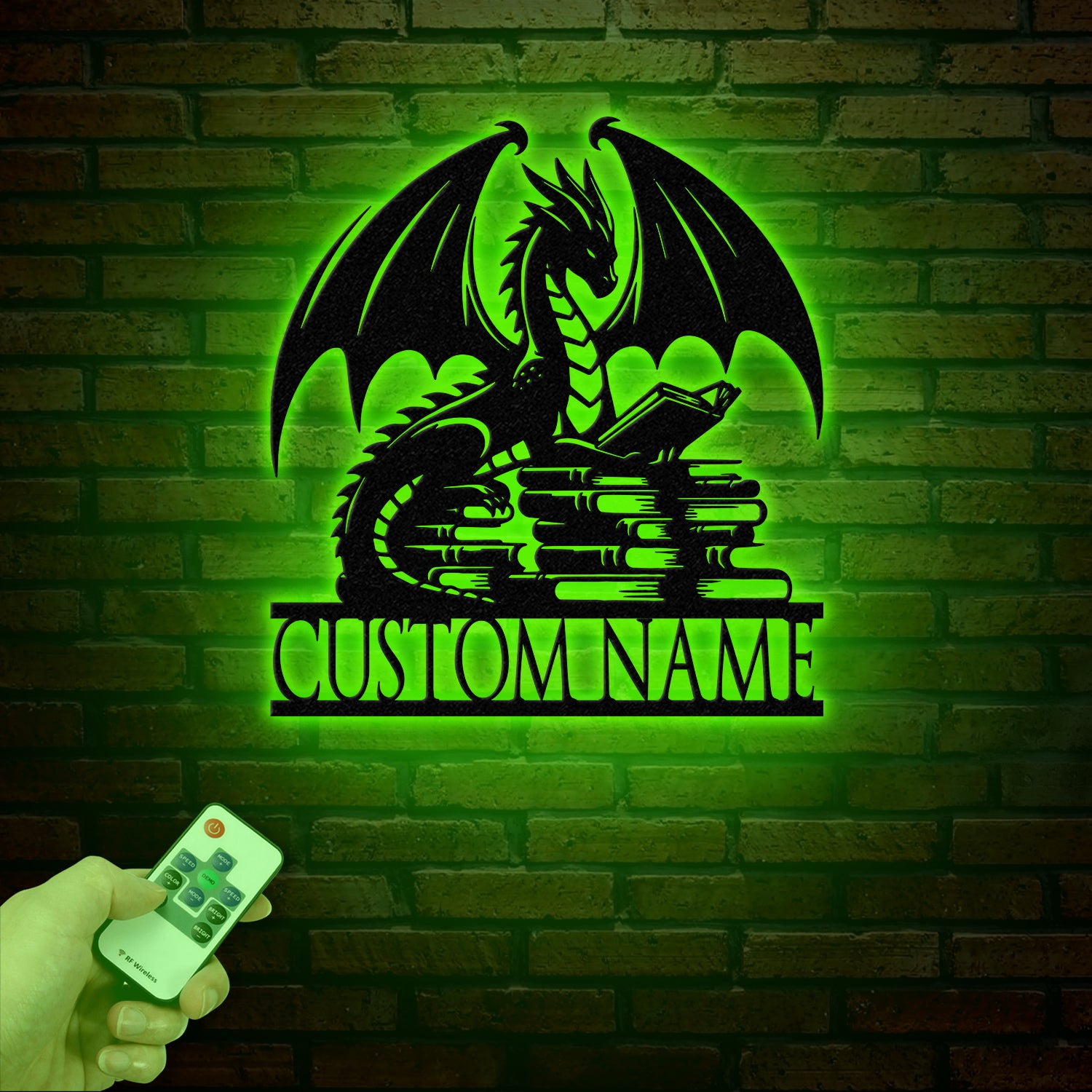 Custom Book Dragon Metal Sign with Led Lights, Personalized Bookish Dragon Wall Art, Book Lover Gifts, Reading Gifts, Library Decor