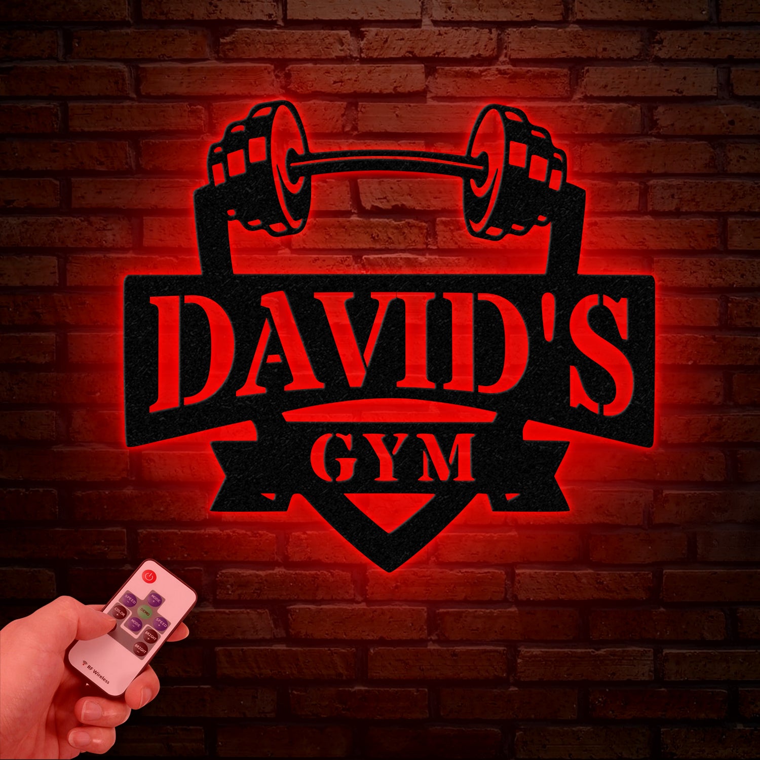 Personalized Gym Name Metal Sign, Custom Bodybuilder Name Sign, Barbell Gym Wall Hanging, Fitness Center Wall Art, Gym-Center Wall Sign