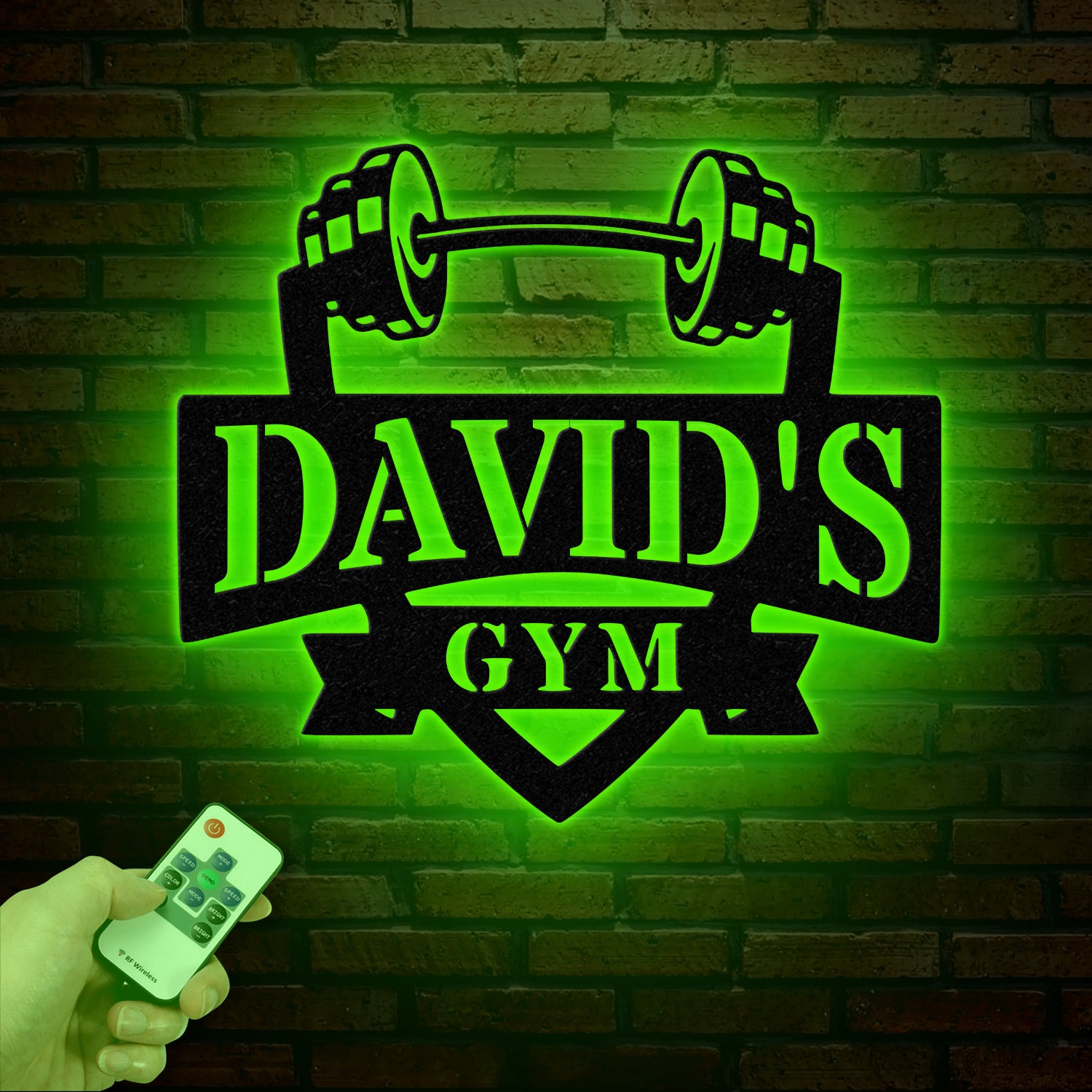 Personalized Gym Name Metal Sign, Custom Bodybuilder Name Sign, Barbell Gym Wall Hanging, Fitness Center Wall Art, Gym-Center Wall Sign