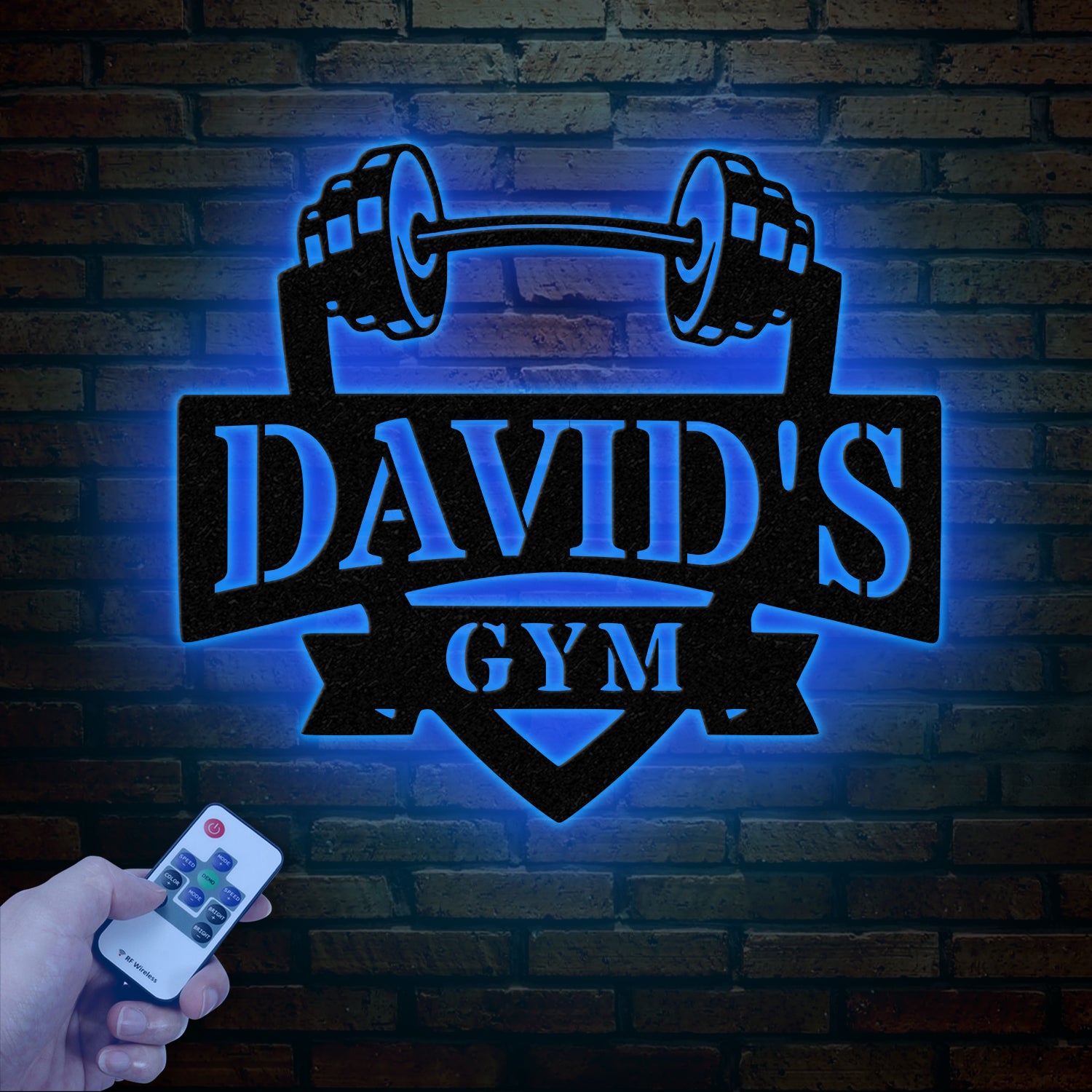 Personalized Gym Name Metal Sign, Custom Bodybuilder Name Sign, Barbell Gym Wall Hanging, Fitness Center Wall Art, Gym-Center Wall Sign