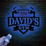 Personalized Gym Name Metal Sign, Custom Bodybuilder Name Sign, Barbell Gym Wall Hanging, Fitness Center Wall Art, Gym-Center Wall Sign