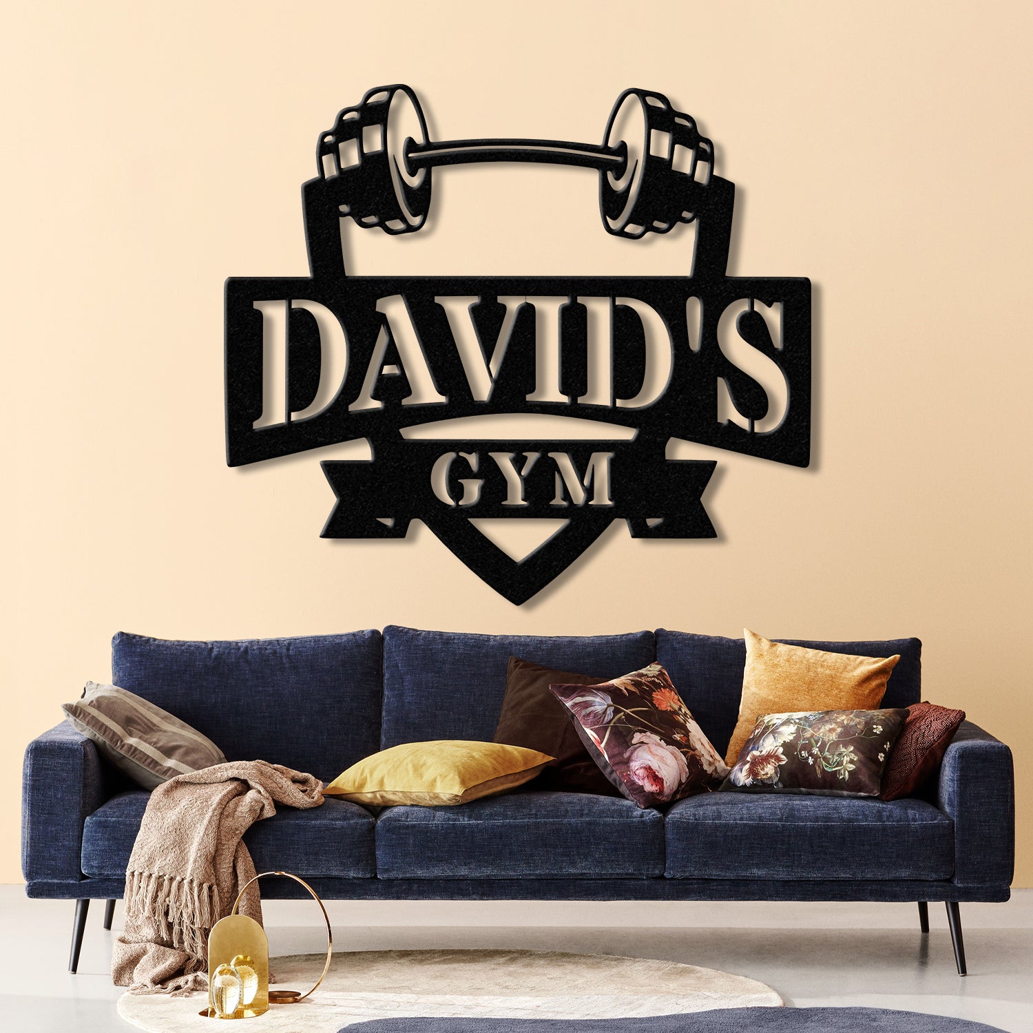 Personalized Gym Name Metal Sign, Custom Bodybuilder Name Sign, Barbell Gym Wall Hanging, Fitness Center Wall Art, Gym-Center Wall Sign