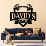 Personalized Gym Name Metal Sign, Custom Bodybuilder Name Sign, Barbell Gym Wall Hanging, Fitness Center Wall Art, Gym-Center Wall Sign