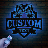 Custom Boxing Gloves Metal Wall Art with LED Light, Personalized Boxer Name Sign, Gym Room Decor, Man Cave Gift, Christmas Birthday Present